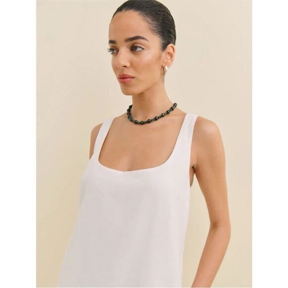 Reformation Cami White Linen Sleeveless Dress - Picture 3 of 5